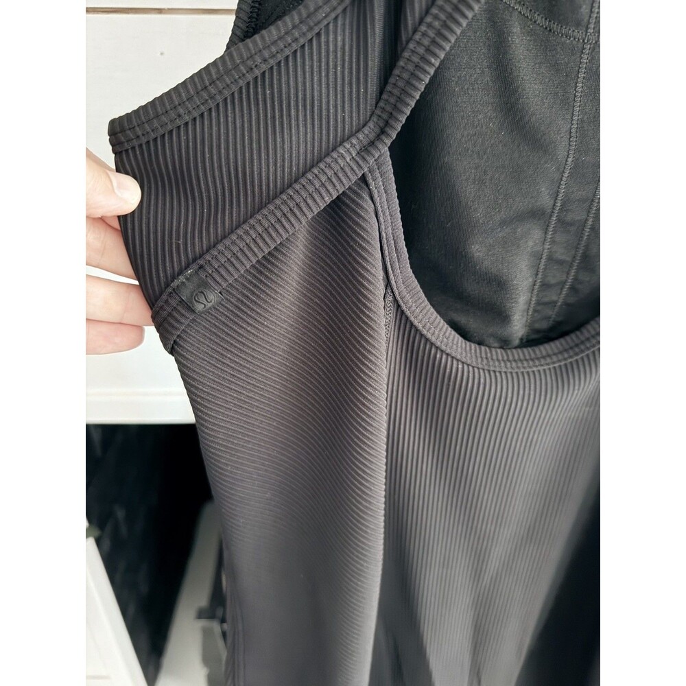 Lululemon Brunch and Back Ribbed Midi Black Dress Sz 6 Women’s Sweat Wicking - Picture 4 of 9